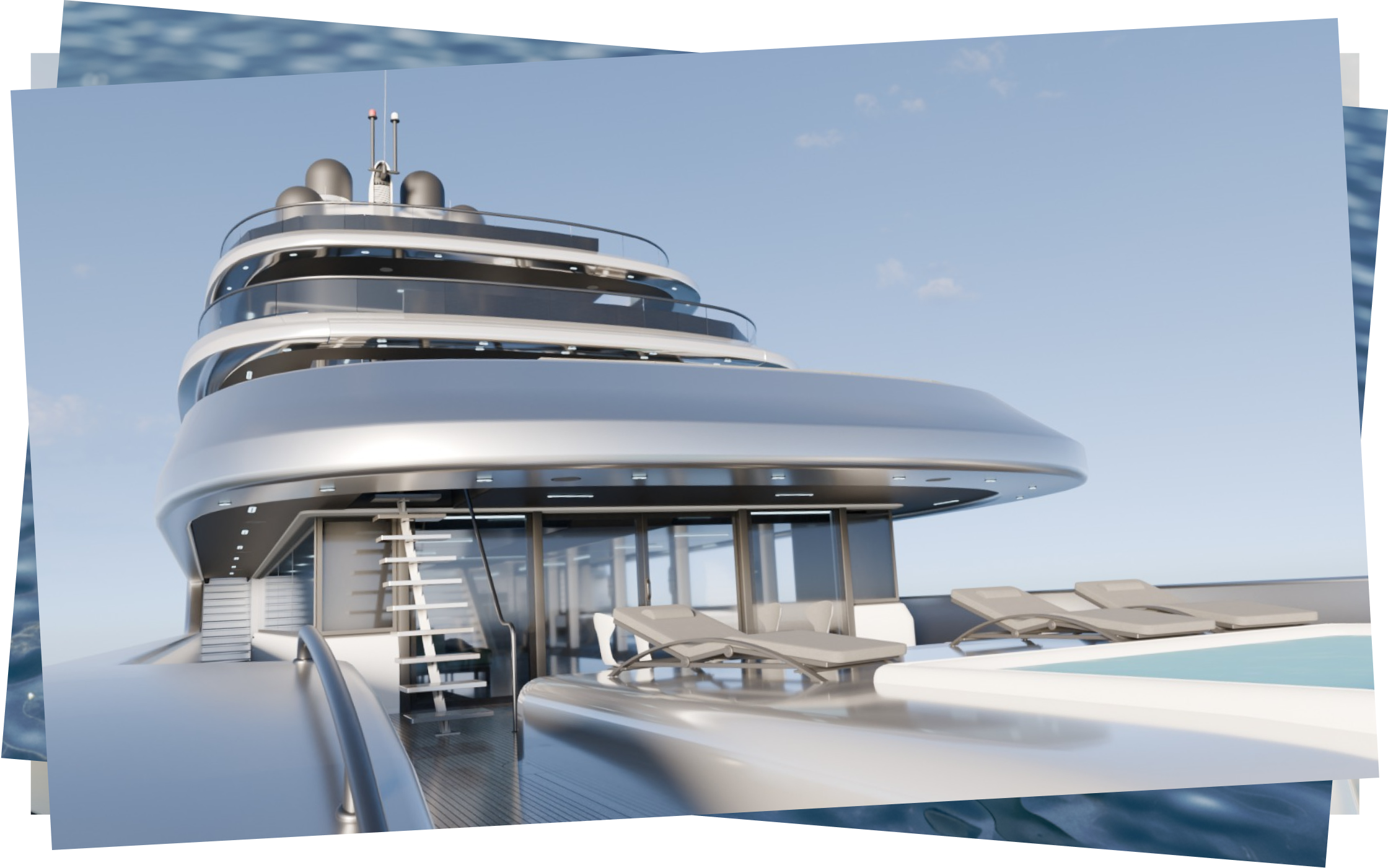 Luxury yacht aerial view